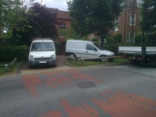 Not content with blocking the walkway they now need to park on the grass
